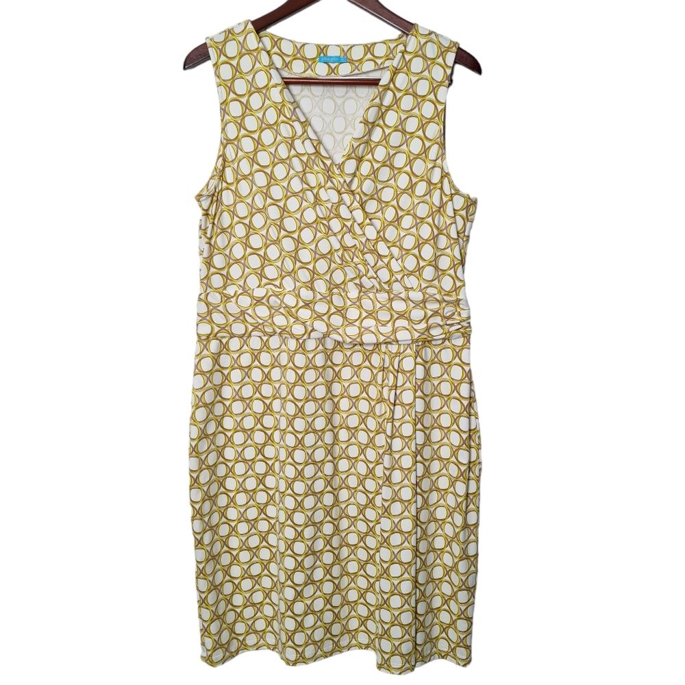 J. Mclaughlin Faux Wrap Catalina Cloth Gold Ring Graphic Dress Women's Xl